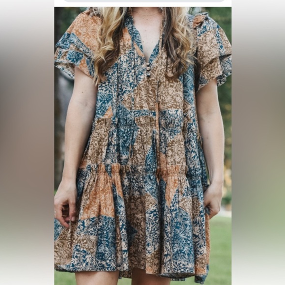 NWOT! HUNTER BELL Merritt prairie patchwork ruffled dress. - Picture 10 of 15